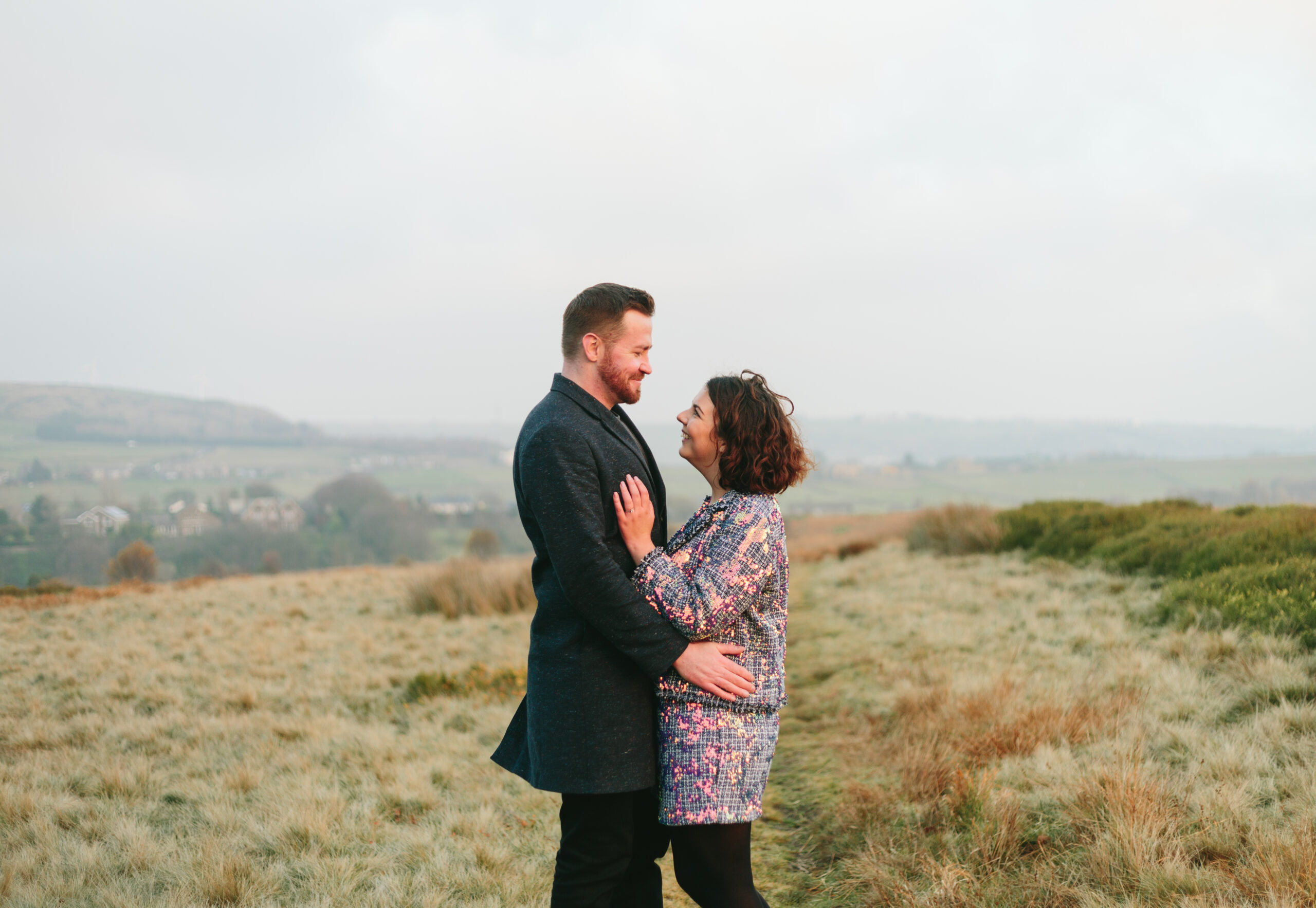 Pre wedding photoshoot on the moors in Halifax, West Yorkshire. Captured by Slate Cottage Studio.